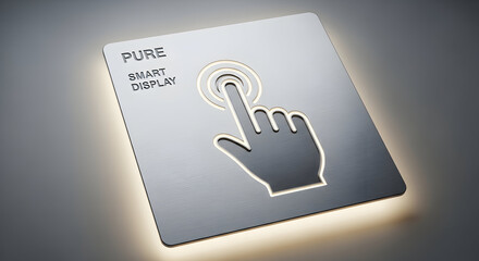 Sleek Metallic Panel Featuring Hand Icon For Intuitive Digital Touch Technology
