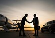 © abdelaziz@771 - Business deal private jet handshake partnership success agreement concept image