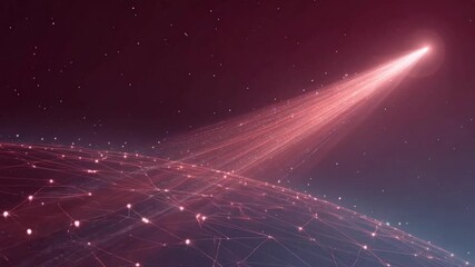 Wall Mural - digital network globe with a beam of light in a starry sky. network connectivity