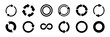 © junaid - A collection of black and white vector icons depicting various circular arrows, refresh symbols, loading indicators, and an infinity sign, representing concepts of repetition, cycle, and continuous