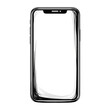 © PngStudio - Sleek stylized phone icon with black sketchy outlines and pristine white screen, presented beautifully on transparent background