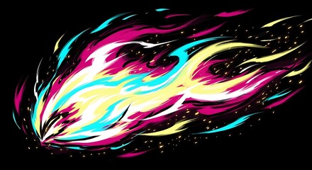  Abstract vibrant comet tail illustration, dynamic design element