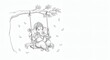 © Reza - A whimsical hand-drawn Ganesha Drawing of the young Hindu deity peacefully swinging from a tree branch.