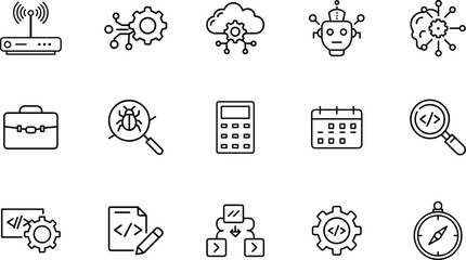 web development icon set.Essential Digital Marketing and Website Management Icons for Online Success new 2025 trendy