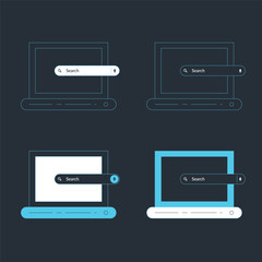 Wall Mural - Search bar collection with dark blue color. Website ui design, search Internet box, browser engine text field, navigation bar with push button. Interface web element templates set.
