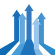© PictureXpress - 5 blue arrows pointing up prepresent business growth, profit and competition