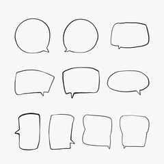 Wall Mural - a collection of simple lines hand drawn speech bubbles in various shapes. set of simple of hand draw