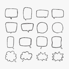 Wall Mural - a collection of simple lines hand drawn speech bubbles in various shapes. set of simple of hand draw