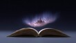© BOJOShop - Open book revealing a fantasy castle emerging from a starry nebula stars