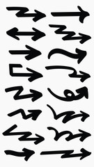 Wall Mural - set of simple bold lines hand drawn black arrows in various style. set of simple of hand drawn black