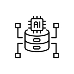 Wall Mural - Ai database outline icons, minimalist vector illustration ,simple transparent graphic element .Isolated on white background