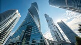 Modern skyscrapers in the moscow international business center on a sunny day