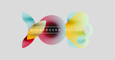 Wall Mural - abstract colorful shapes overlap, creating dynamic background. text reads background design centered