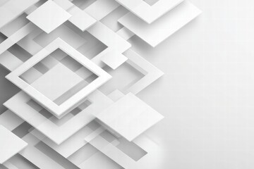 Modern White Geometric Pattern with Overlapping Squares for Minimalist Branding, Digital Backgrounds, Corporate Interfaces 