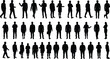 © Legend Monir - Silhouettes of Diverse Standing and Walking People in Everyday Poses – Ideal for Business, Communication, Urban Lifestyle, and Character Design