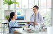 © Bangkok Click Studio - Asian male doctor in white coat with stethoscope, consulting explain medications to senior female patient professional support trust healthcare checkup, insurance treatment wellness in hospital clinic