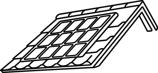 Roof tile line icon, house construction and building architecture, home material pattern texture, design surface cover