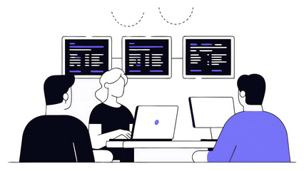 software engineers working on project and programming in company. startup business teamwork concept