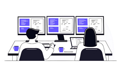software engineers working on project and programming in company. startup business teamwork concept