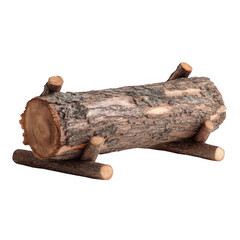 wooden log display isolated on white and transparent background.
