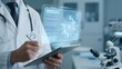 © Big - Doctor using a tablet with a holographic interface in a laboratory setting