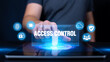 © Kaylash - Finger touching digital interface with security icons access control digital security