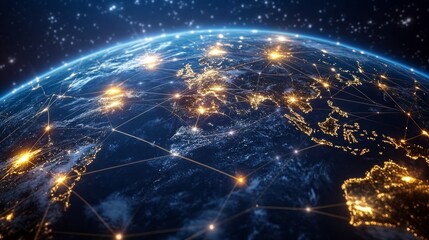 Wall Mural - worldwide connections mapping global network visualization for business strategy, international trad