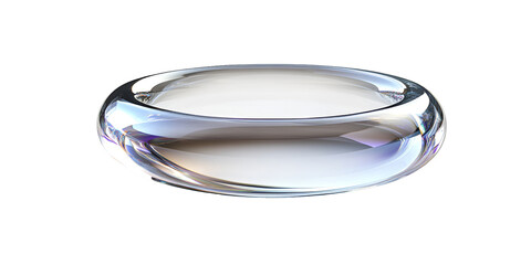 Thin Glass Ring with Subtle Reflections on Transparent Background