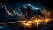 © Shanz Art - Glowing Bull Striking the Ground on a Virtual Stock Exchange