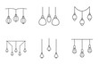 © BIBI - Set of simple outline drawings of different light fixtures and modern pendant lights for interior design and architectural representation