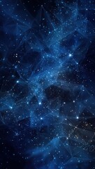 Wall Mural - Abstract starry blue night sky with constellations and glowing details