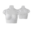 © yendisupiandi - Elegant white mannequin torso showcasing a trendy smocked crop top against transparent staging