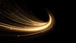 © Super Abi - An elegant arc of shimmering golden light trails and sparkling particles, representing speed and energy on a black backdrop.