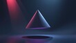 © PDArts - Futuristic pyramid stage with spotlight beam and copy space for text in dark background for marketing campaigns or website hero image with modern branding elements