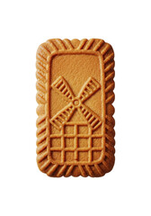 A single classic Belgian Speculoos cookie, rich golden-brown with embossed pattern, on a seamless transparent background with even diffused light, high-quality product concept