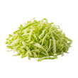 © Muhammad - Ultra-photorealistic UHD macro shot of a generous, fresh pile of finely shredded light green iceberg lettuce on a clean transparent background, ready for tacos, emphasizing product appeal for culinary