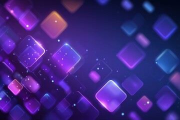 Wall Mural - futuristic glowing blue and purple gradient background with luminous square shapes