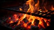 © GDShahid - Intense Grill Fire with Burning Charcoal and Metal Grate ready for barbecue with warm orange and yellow flames licking through the air