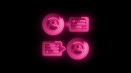 Chat Interface Animation with Glowing Lines on Black Background