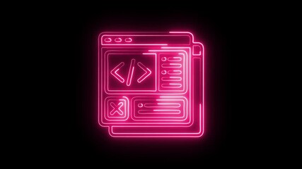 Code Editor Animation with Glowing Lines on Black Background