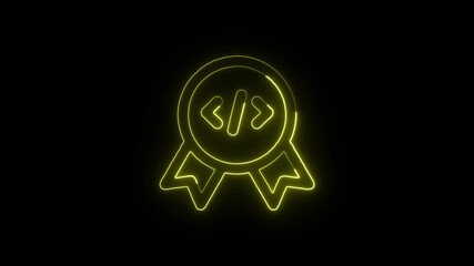 Coding Badge Animation with Glowing Lines on Black Background