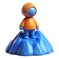Wall Mural - 3d cartoon character on iceberg isolated on transparent background