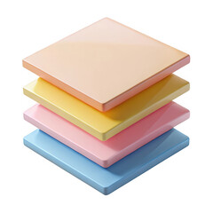 Wall Mural - 3d stack of sticky notes isolated on transparent background