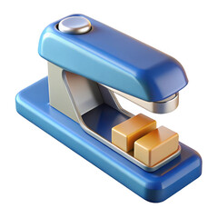 Wall Mural - 3d blue stapler with staples isolated on transparent background