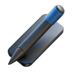 Wall Mural - 3d stylus pen on tablet isolated on transparent background
