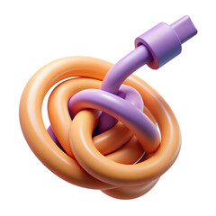 Wall Mural - 3d abstract swirls of orange and purple isolated on transparent background