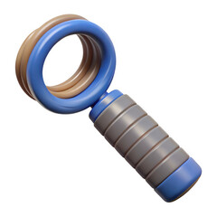 Wall Mural - 3d hand grip strengthener with blue and silver design isolated on transparent background