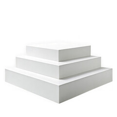 3d white tiered display stand isolated on transparent background