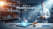 © Color Cultura - Dedicated pharmacist in modern pharmacy celebrating world pharmacists day with digital health icons