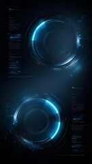 Wall Mural - a futuristic and sleek abstract digital technology design featuring circular panels with glowing blu